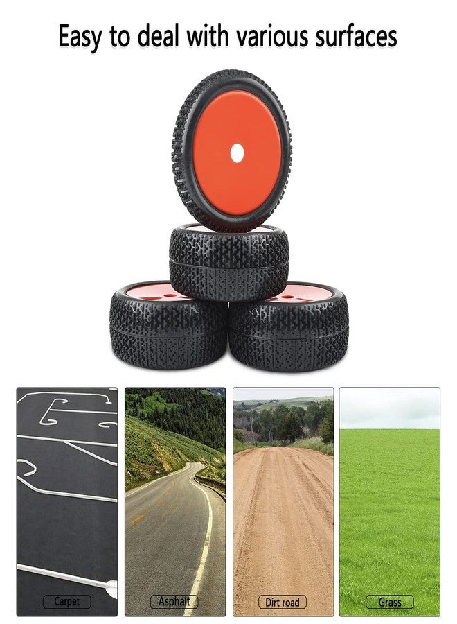 Rowiz 4pcs RC 1/8 Scale Off Road Car Buggy RC Tires and Wheels 17mm Hex Tyre for Typhon, Red - Image 4
